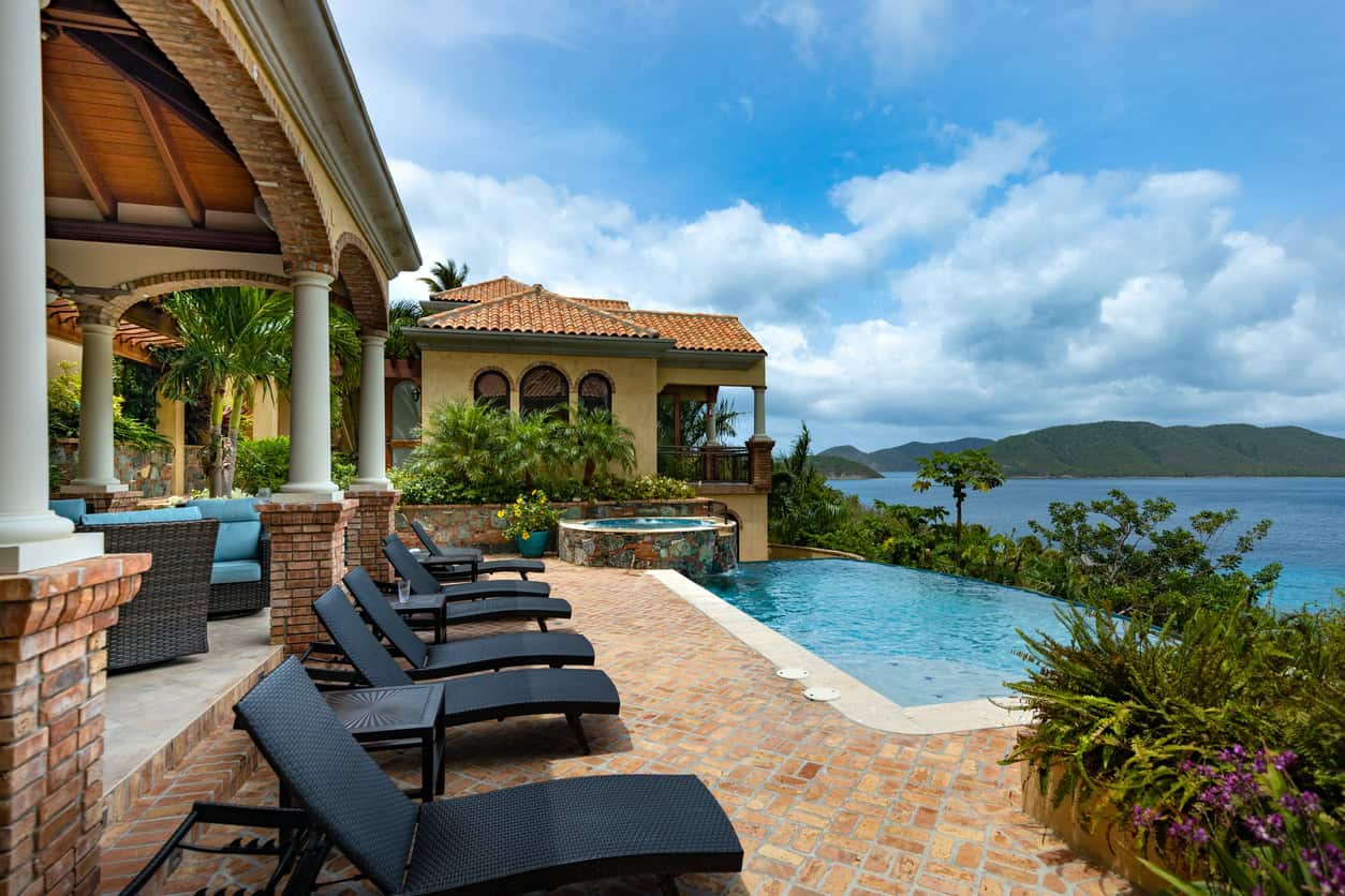 Chicago Brick Pool Deck in St. John: Timeless Beauty for Warm Climate Outdoor Living
