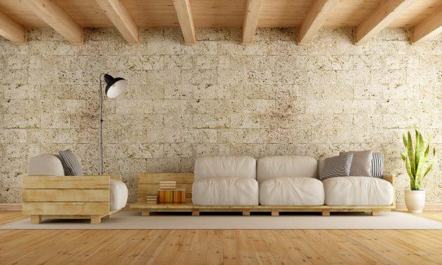 Coral stone accent wall project
