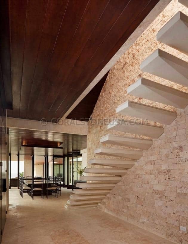 Split Face Coral Stone Wall
