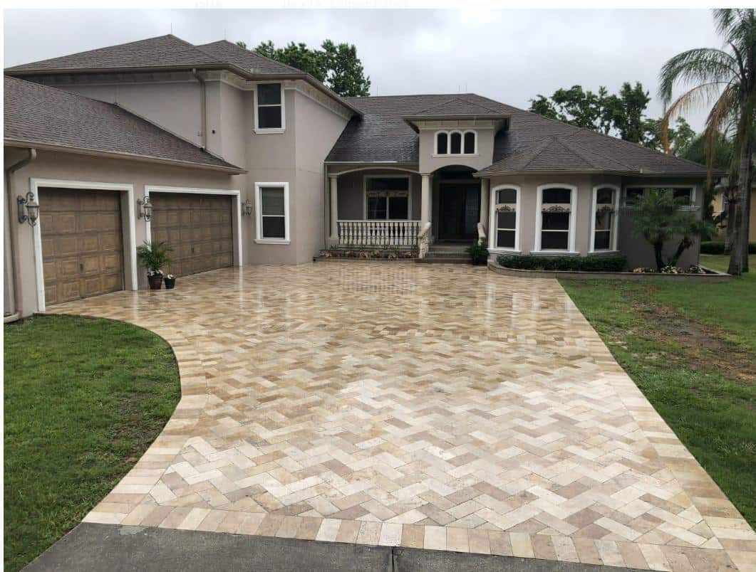 Noche Travertine Driveway