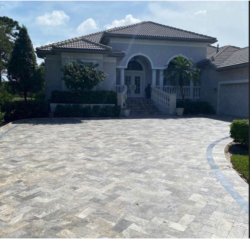 Silver Travertine Driveway