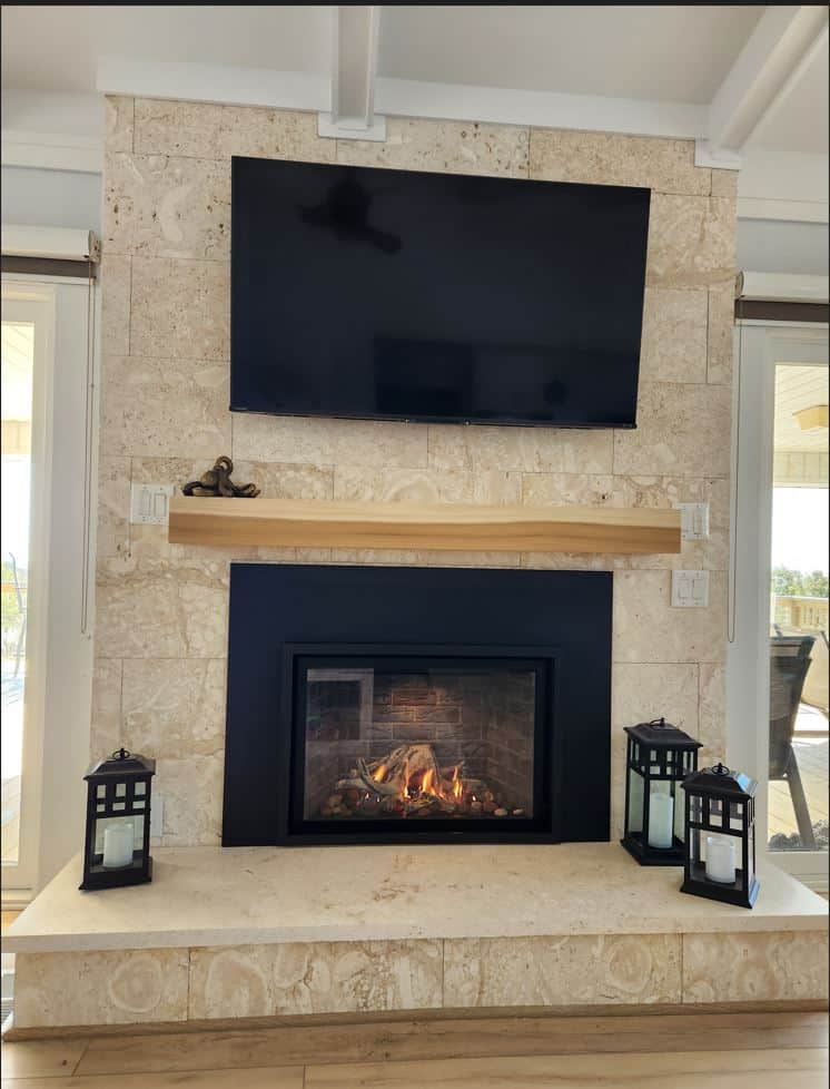 Coral Stone Fireplace Design